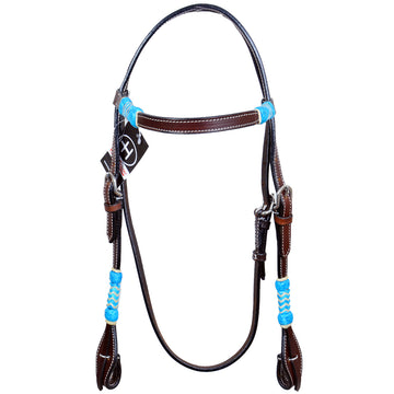 Bar H Equine Western Horse Rawhide Genuine American Leather Headstall